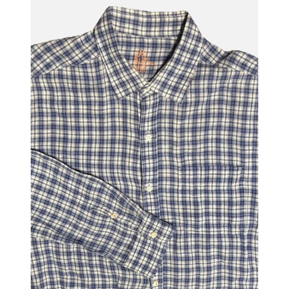 J. McLaughlin Other - J Mclaughlin Shirt Mens‎ 100% Linnen Plaid Button Up Long Sleeve Pocket Blue